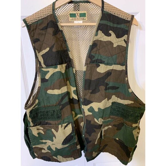 Game Winner Sportswear Camo Hunting Vest 5 Pocket Back Game bag Sz ‎ L 42/44 - Picture 4 of 7